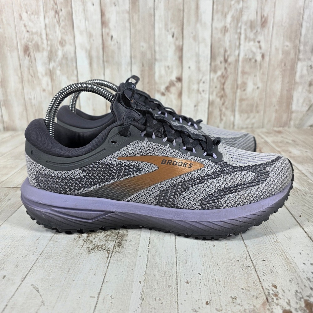 Brooks Revel 7 Womens Running Shoes Grey Purple Bronze 1204241B522 Size 8.5 B